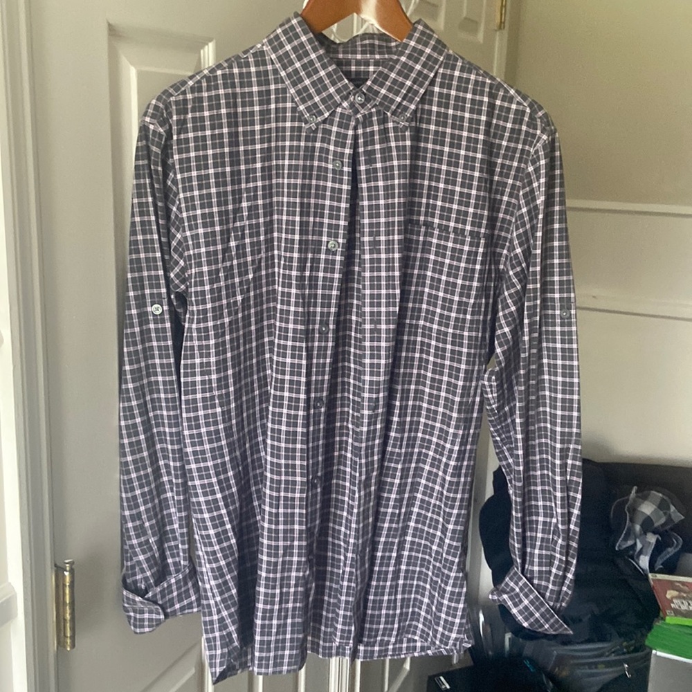 John Varvatos button up dress shirt plaid print